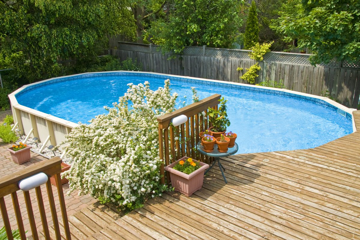 A decorated pool deck