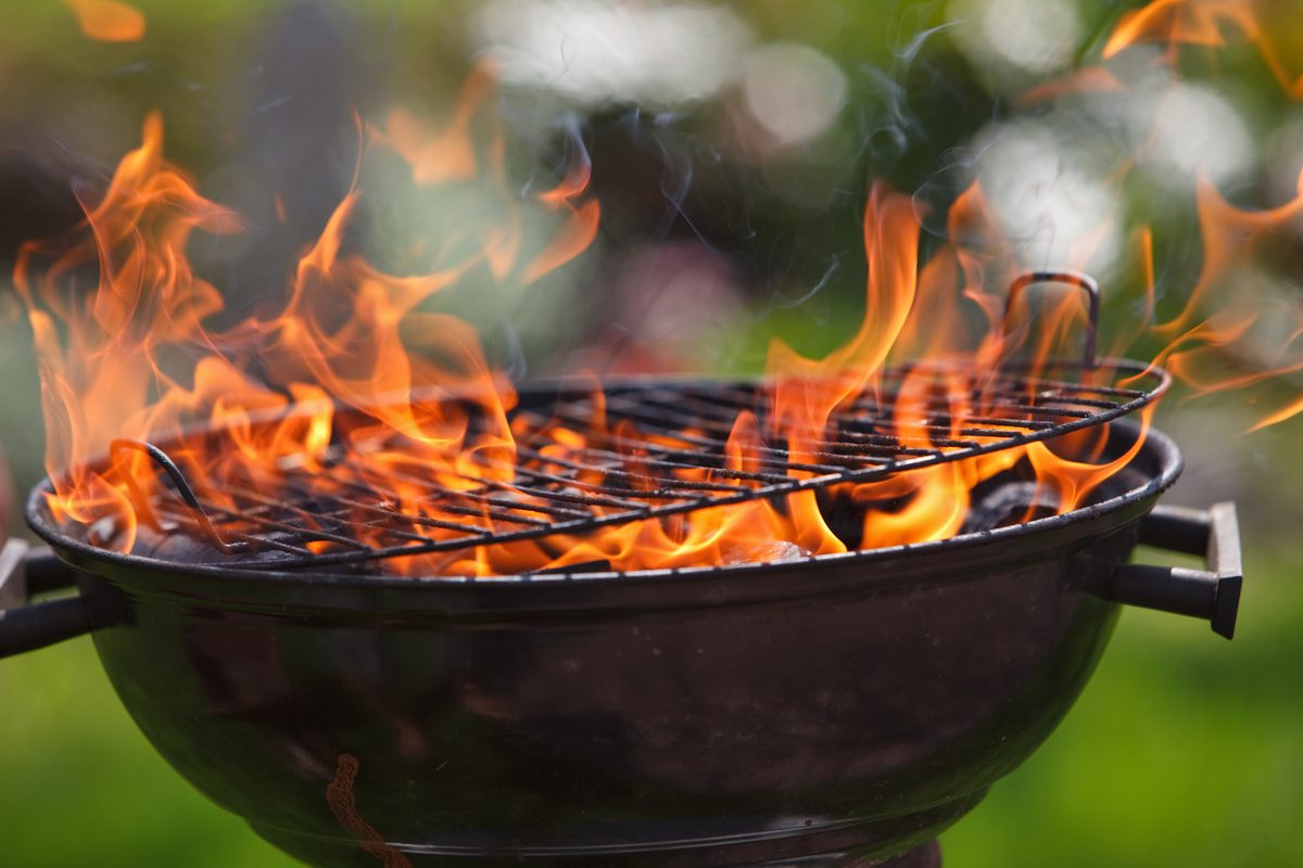 Close-up of flames on a grill