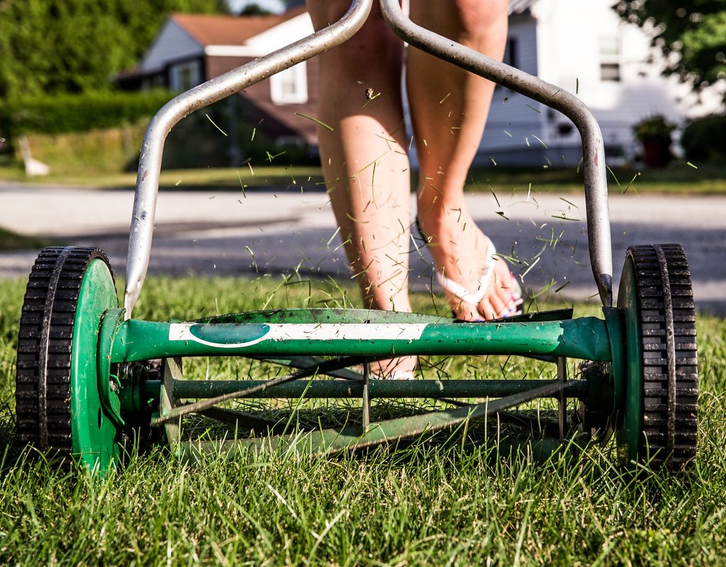 mowing with a reel mower