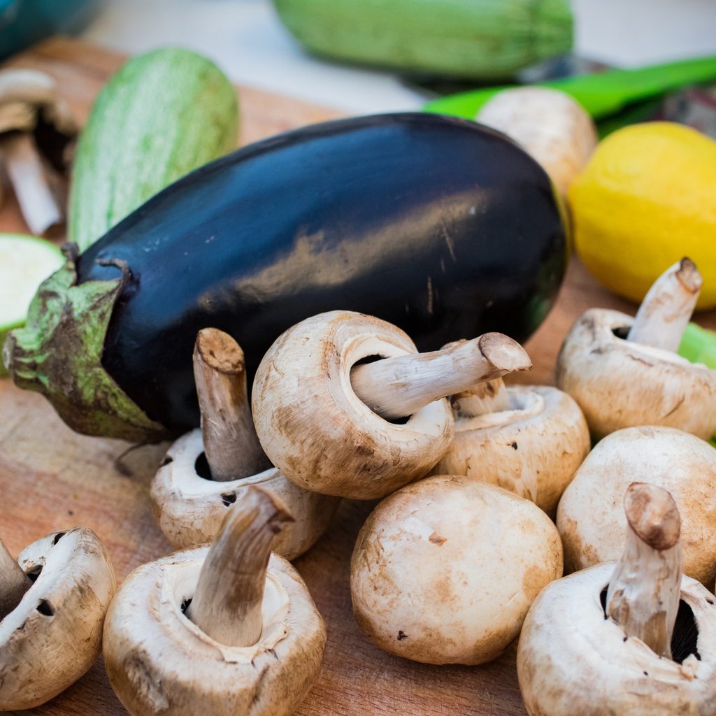 Large Eggplant And Mushrooms