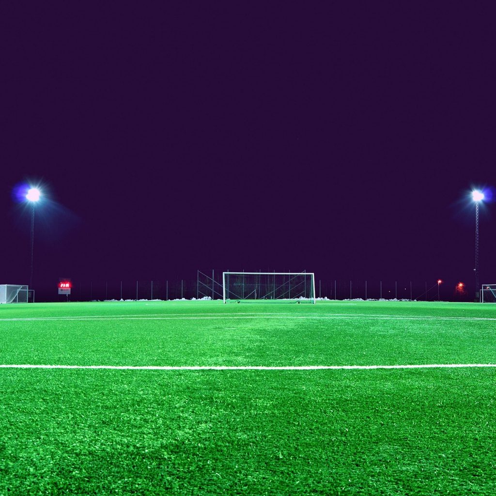 Soccer field with floodlights
