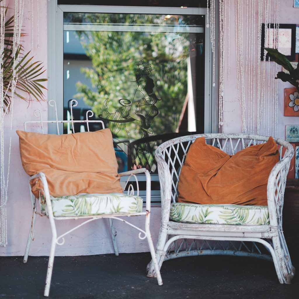 Cozy Wicker Chairs On Patio