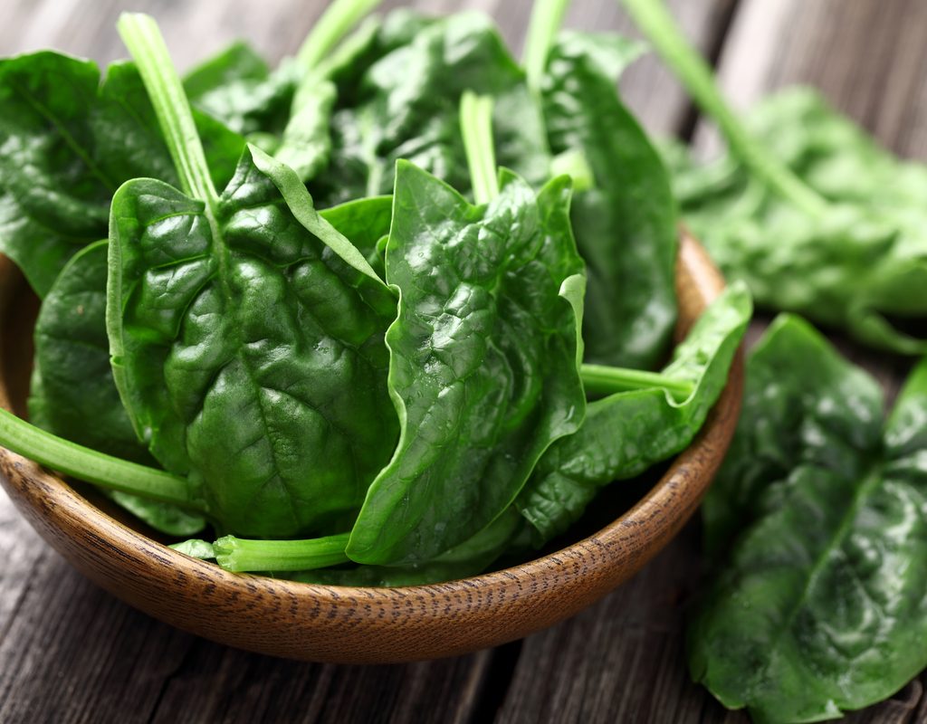 A small bowl of fresh spinach
