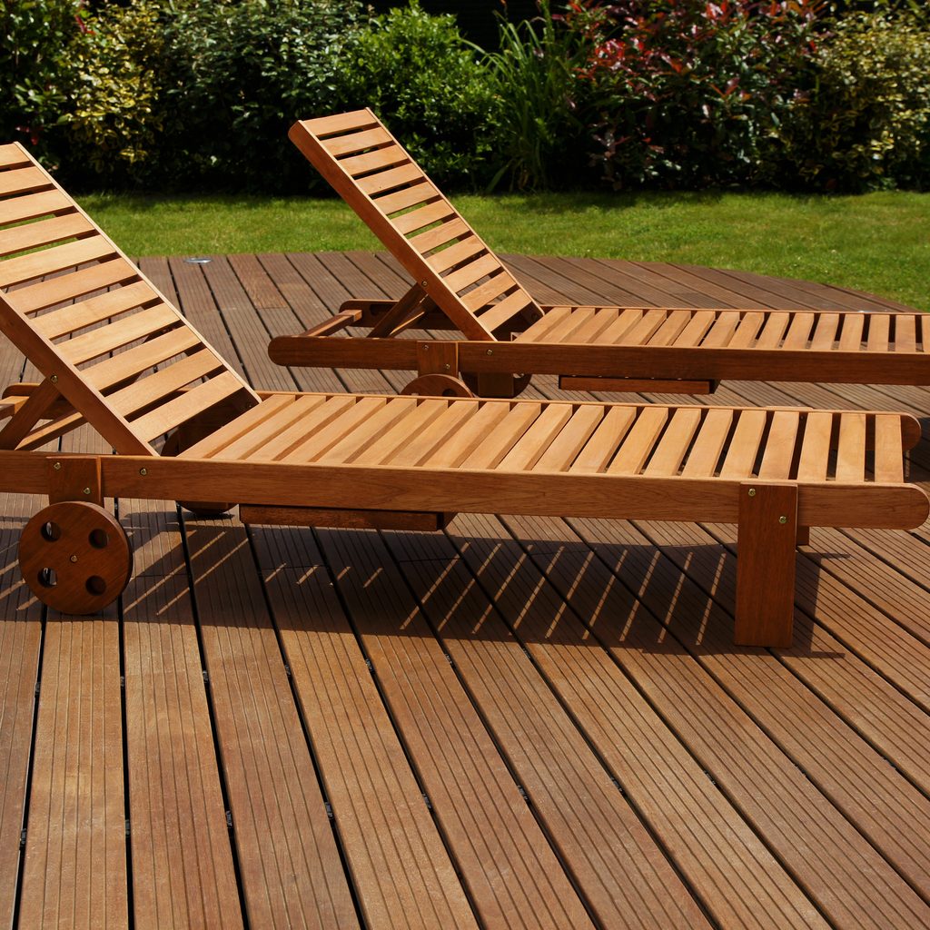Two lounge chairs made of Teak wood