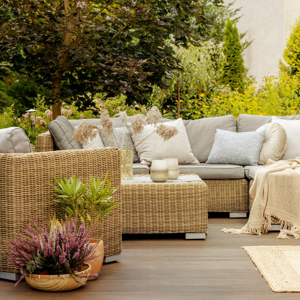 Wicker furniture on patio
