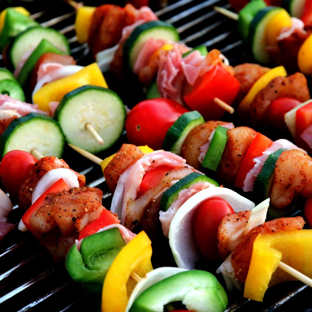Vegetable kebabs on the grill