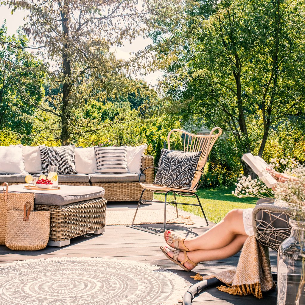 Woman enjoying an outdoor patio