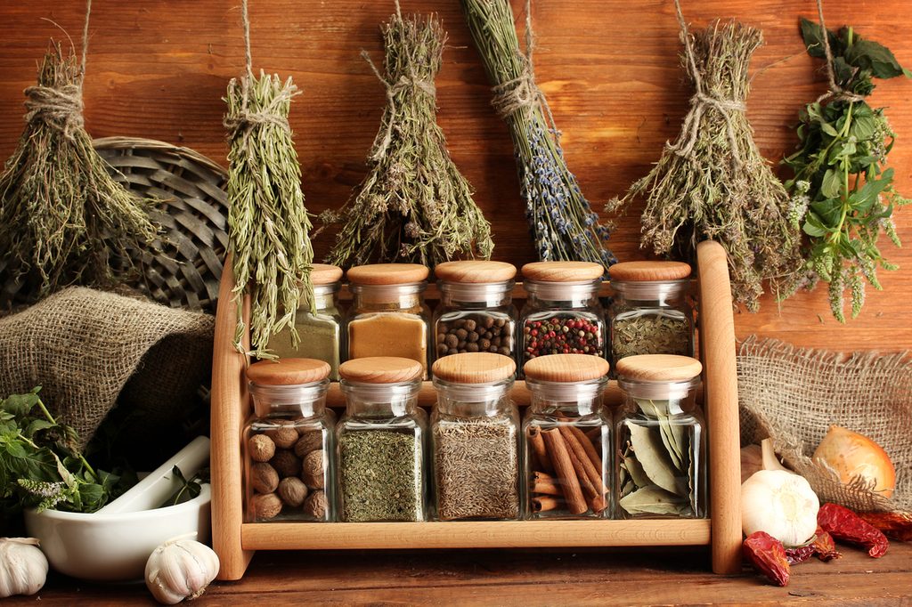 A selection of dried herbs and spices