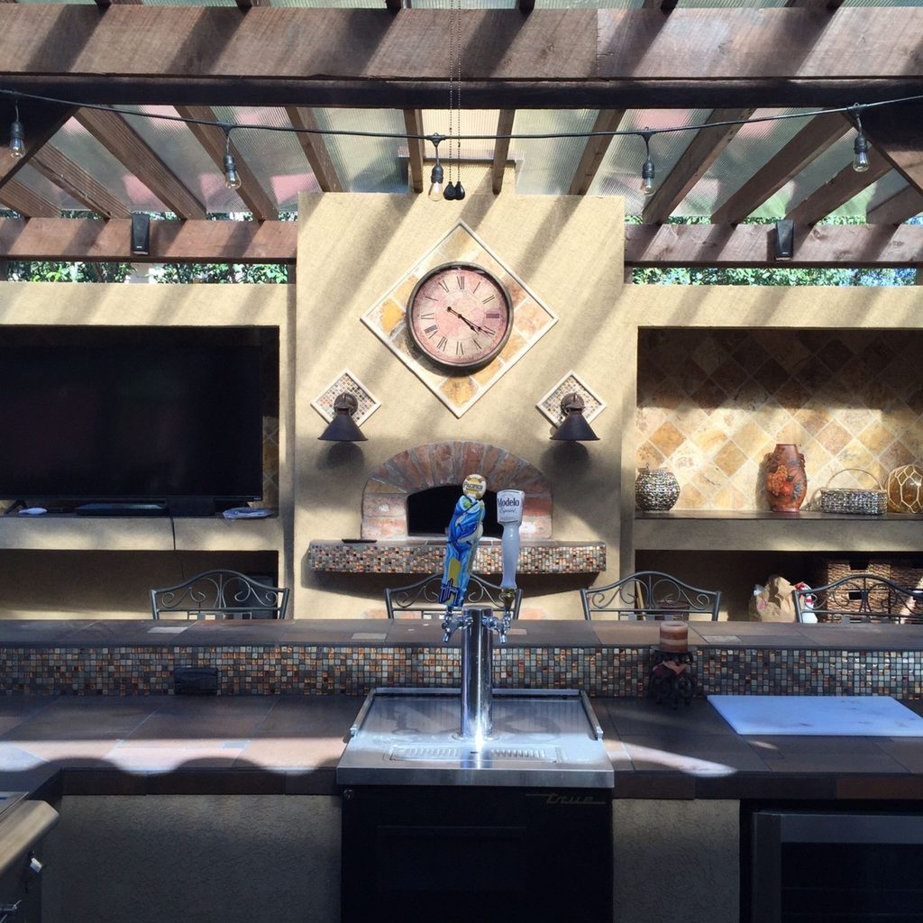 Outdoor kitchen with granite countertop