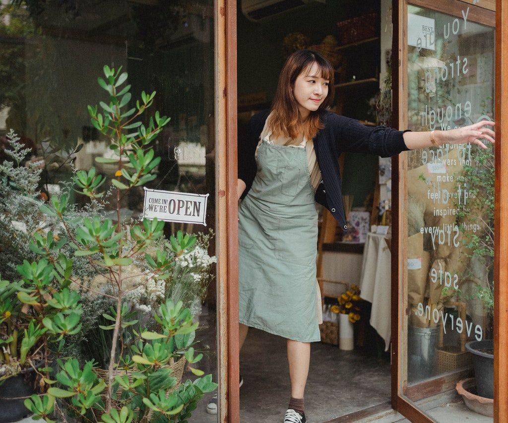 plant shop owner in shop
