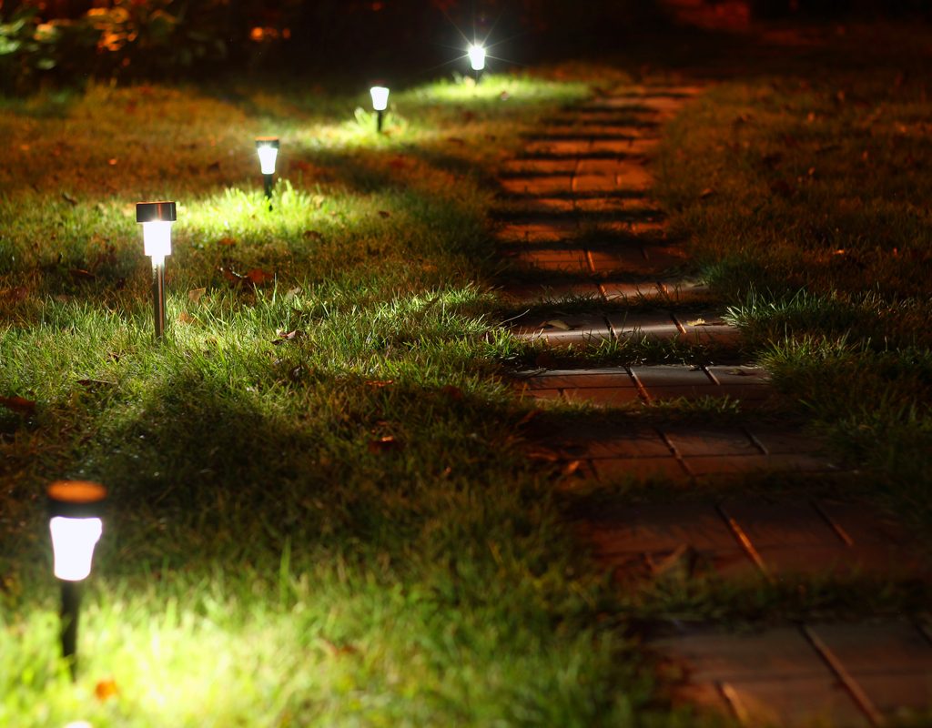 backyard solar lights at night