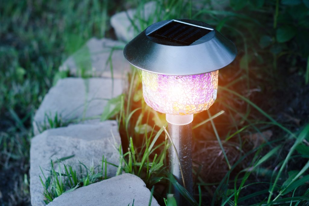 illuminated yard light at night