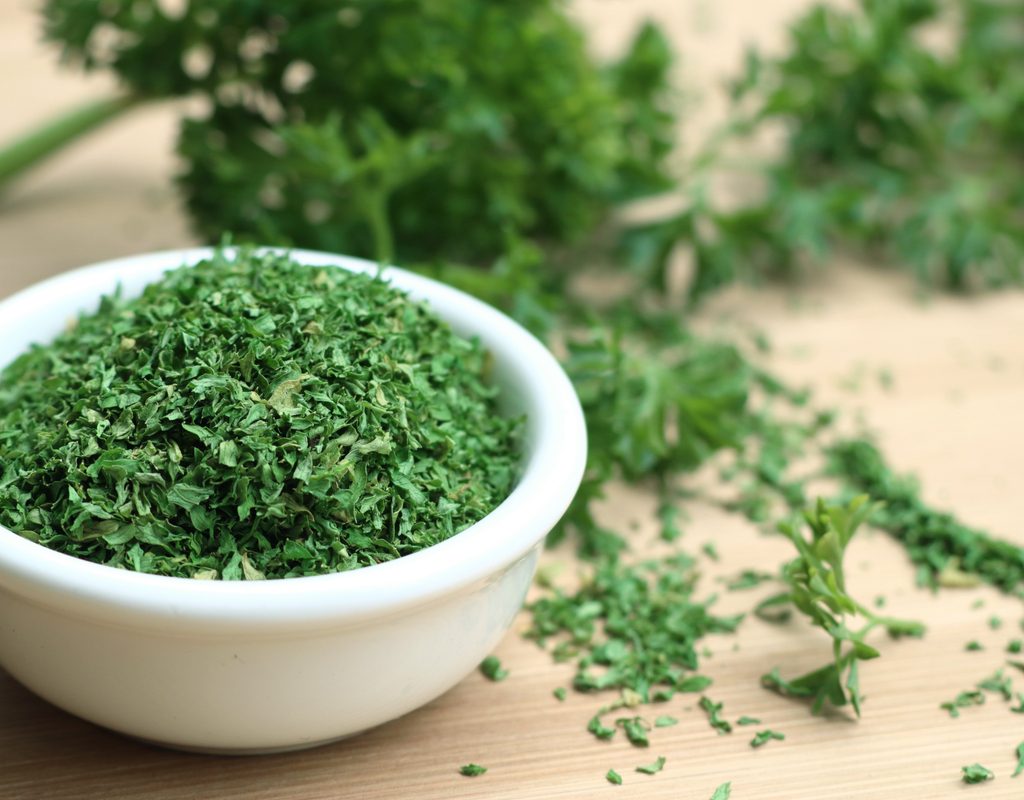 Dried parsley in a bowl