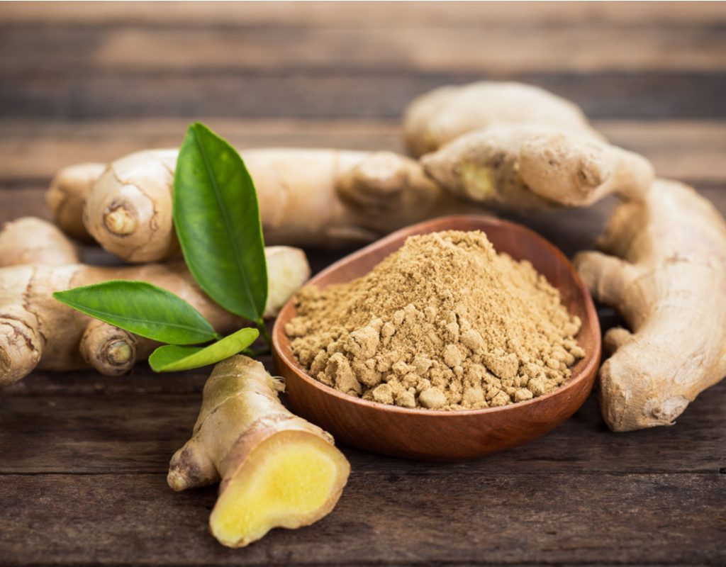 Pieces of fresh ginger root