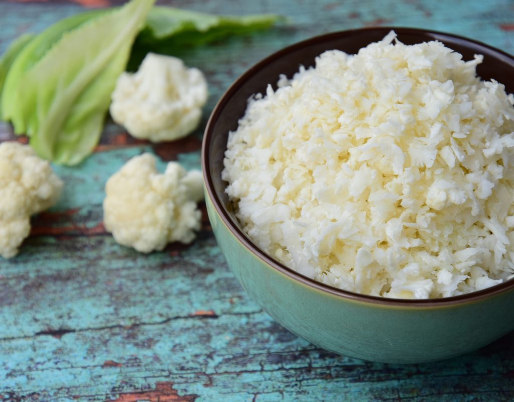 A bowl of riced cauliflower