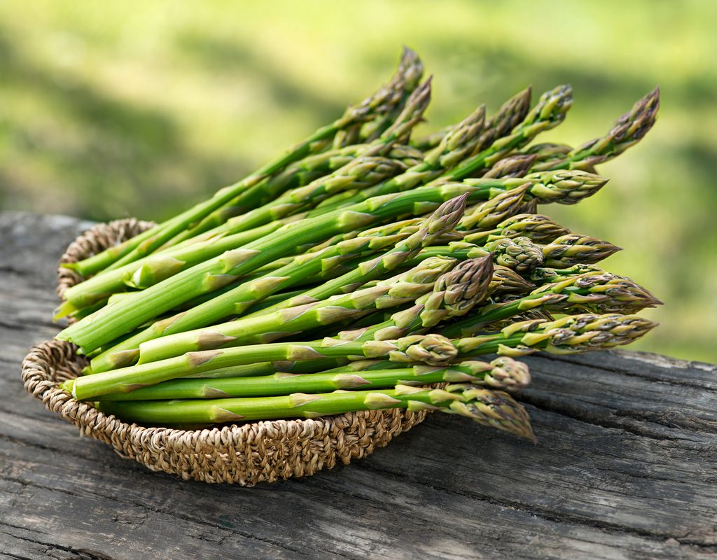 A basket of fresh asparagus