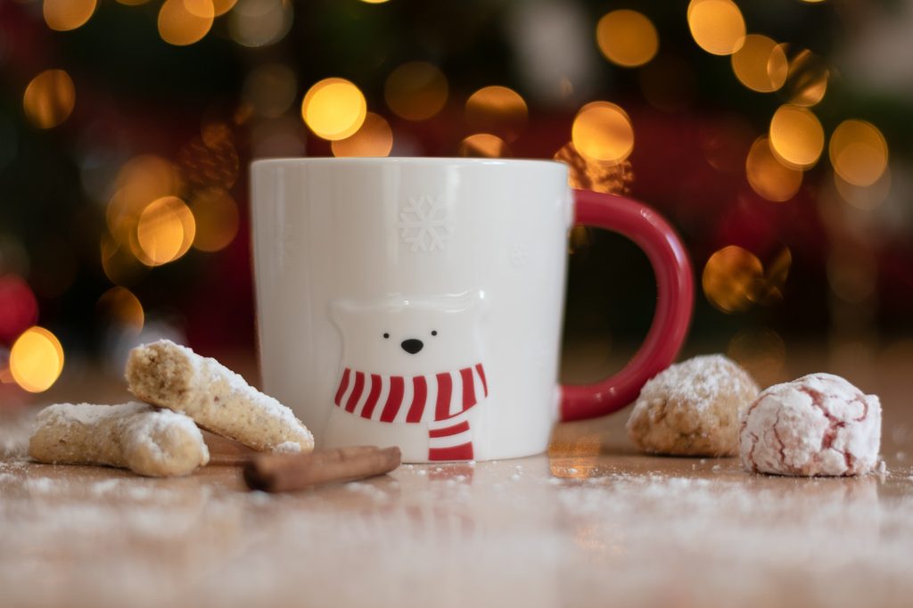 Christmas mug of polar bear in scarf