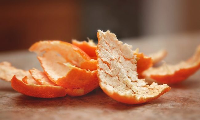 A pile of orange peels