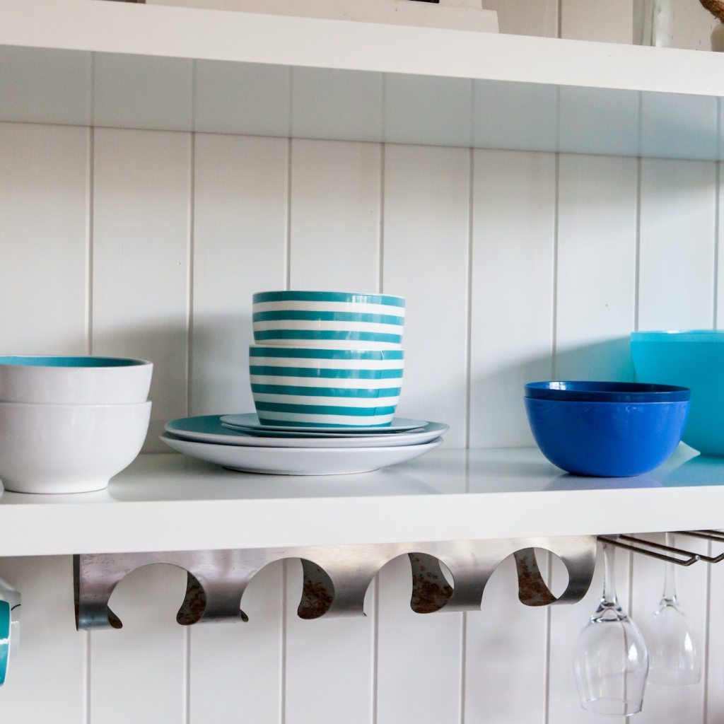 Dishes on a shelf
