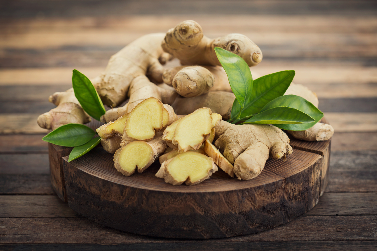 Ginger root on a table