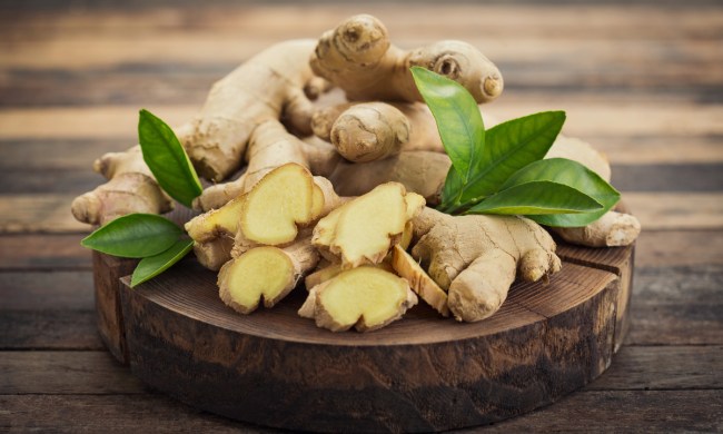 Ginger root on a table