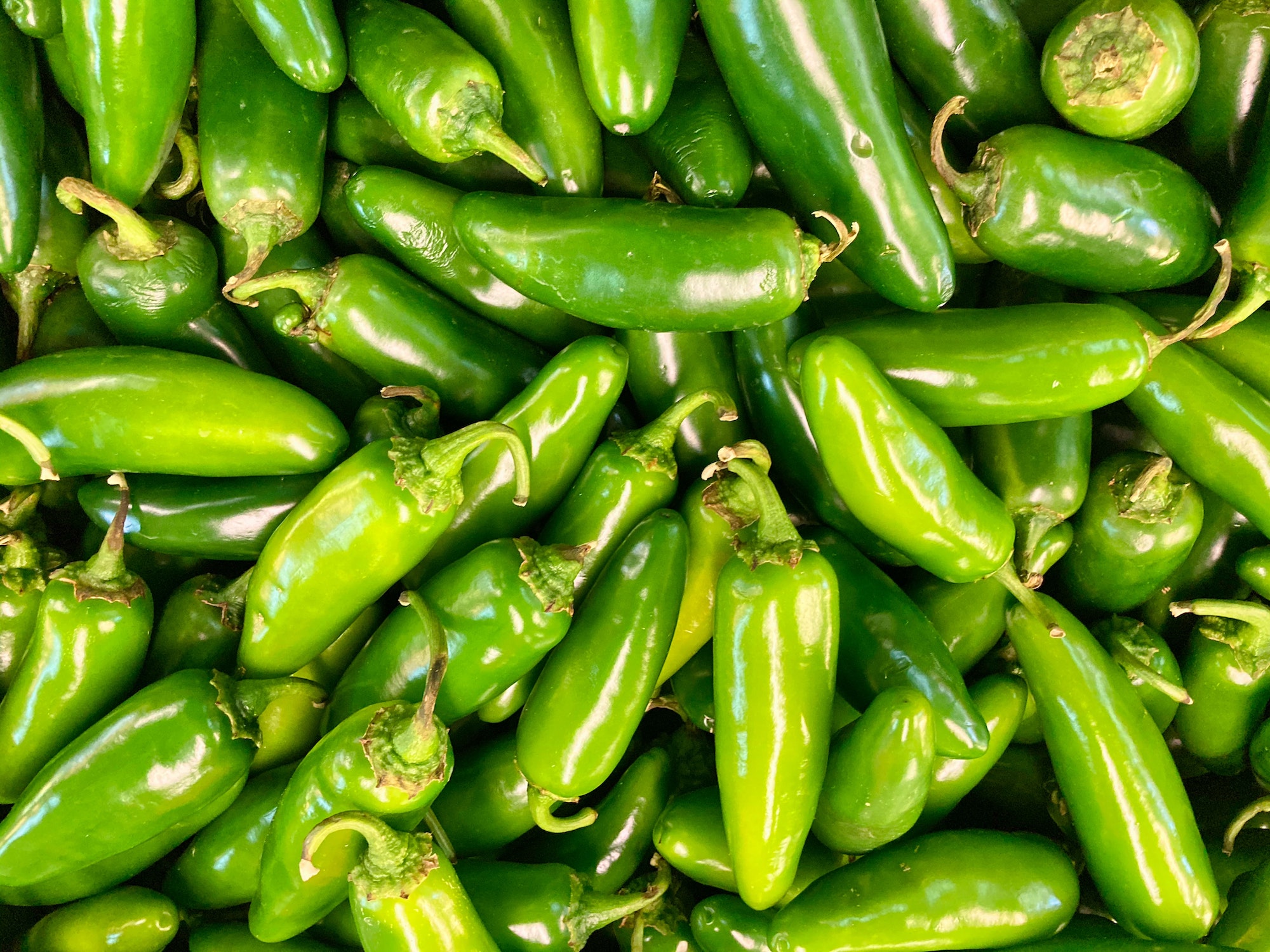 pile of green jalapeños