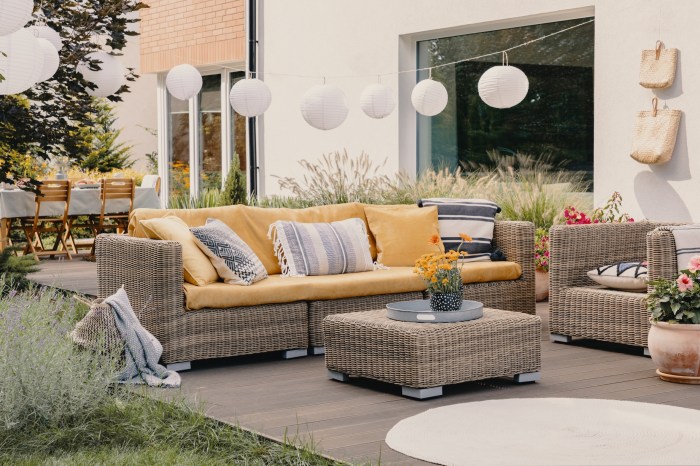colorful Patio Furniture with a rug