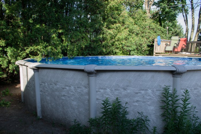 Shaded above-ground pool