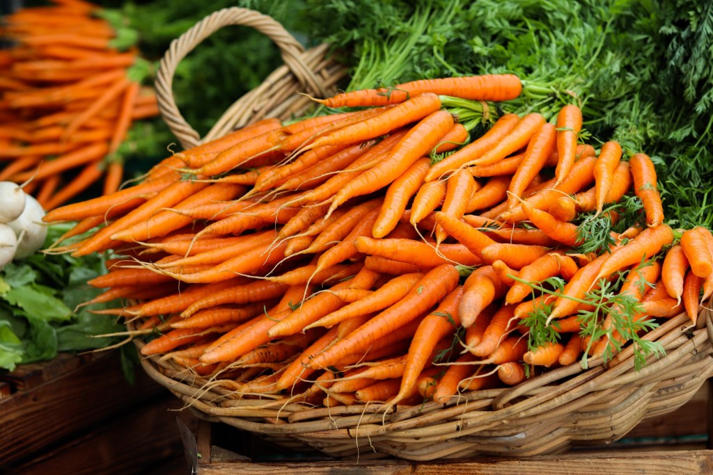 Orange Carrots in a Brown Basket