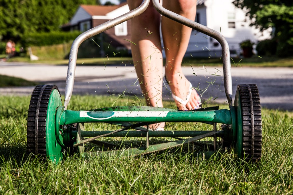 Mowing with a reel mower