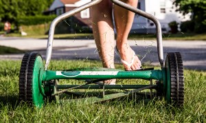 Mowing with a reel mower