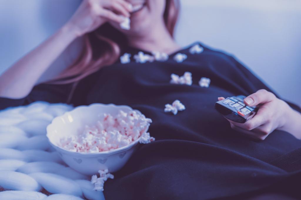 Watching garden shows on Netflix with popcorn