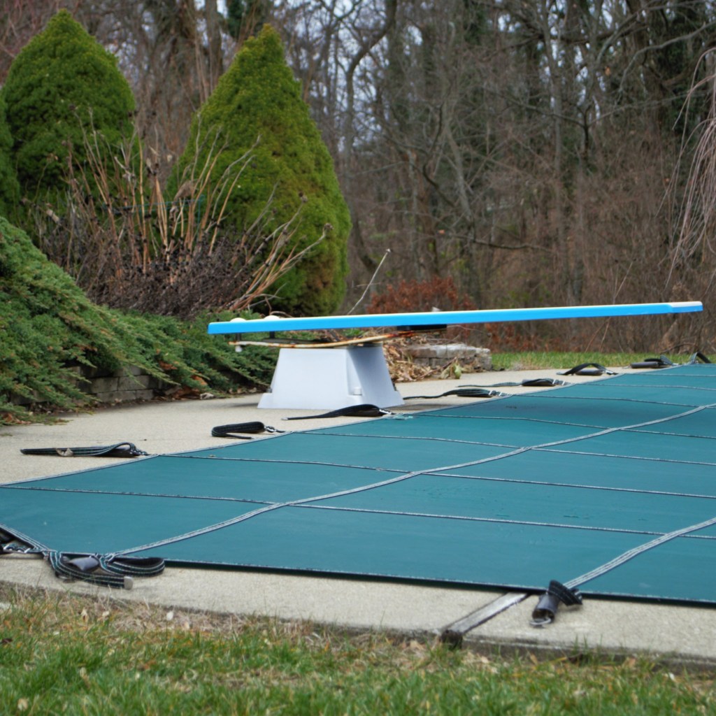Backyard swimming pool with cover