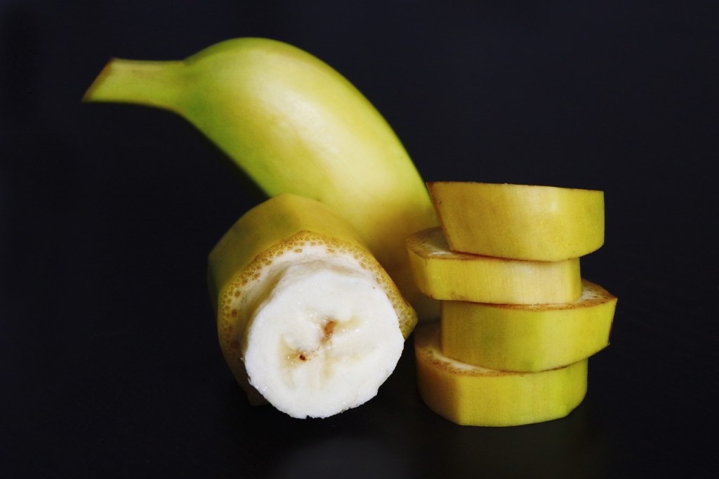 A sliced banana