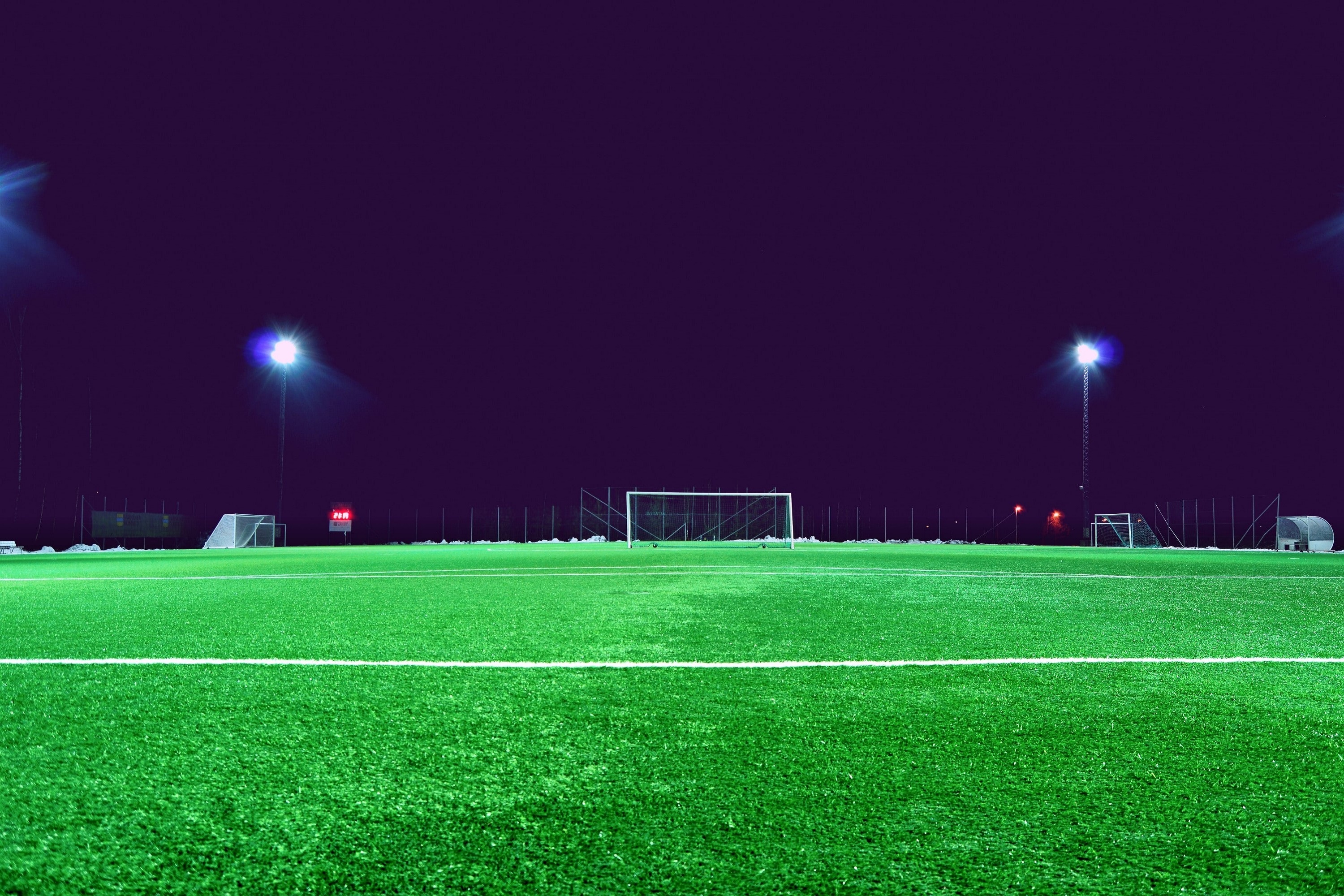 Soccer field with floodlights