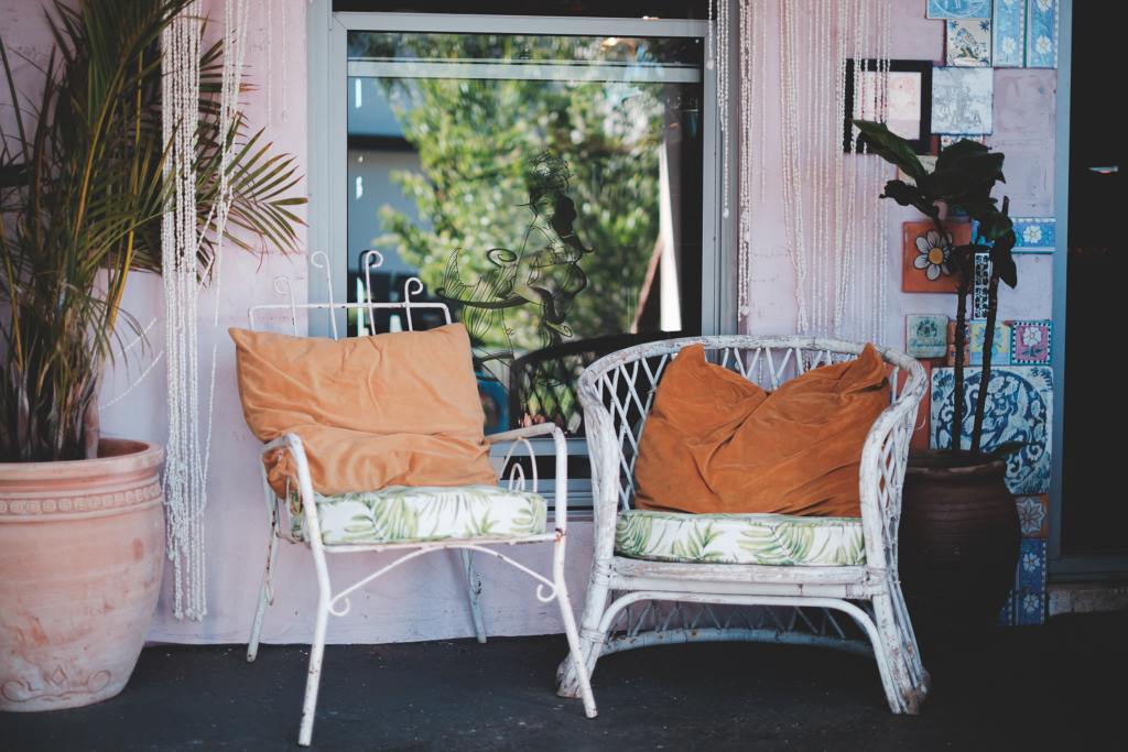 Cozy Wicker Chairs On Patio