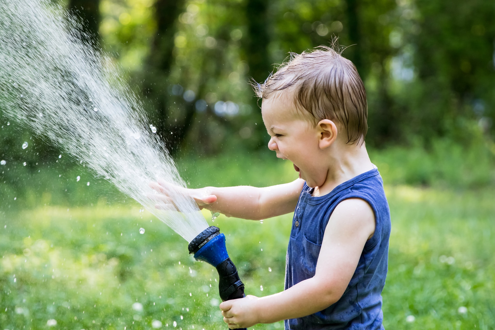 playing in the water hose