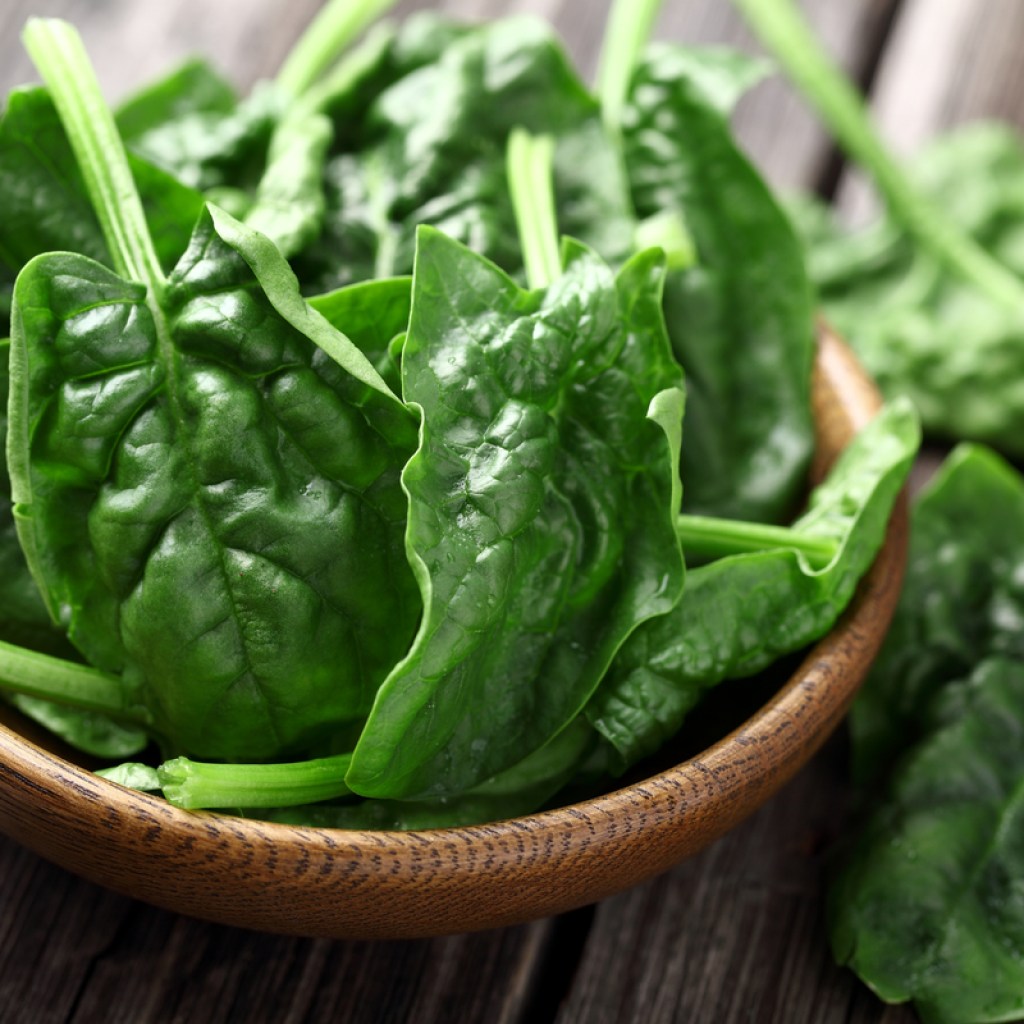 A small bowl of fresh spinach