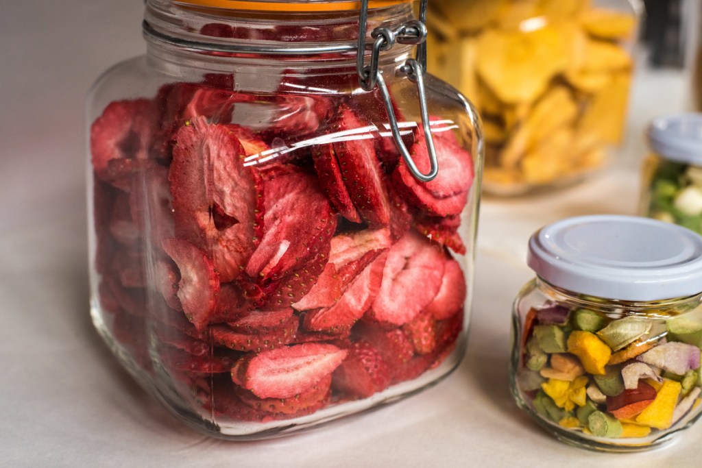 Jar of dried strawberries