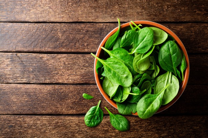 A bowl of fresh spinach leaves