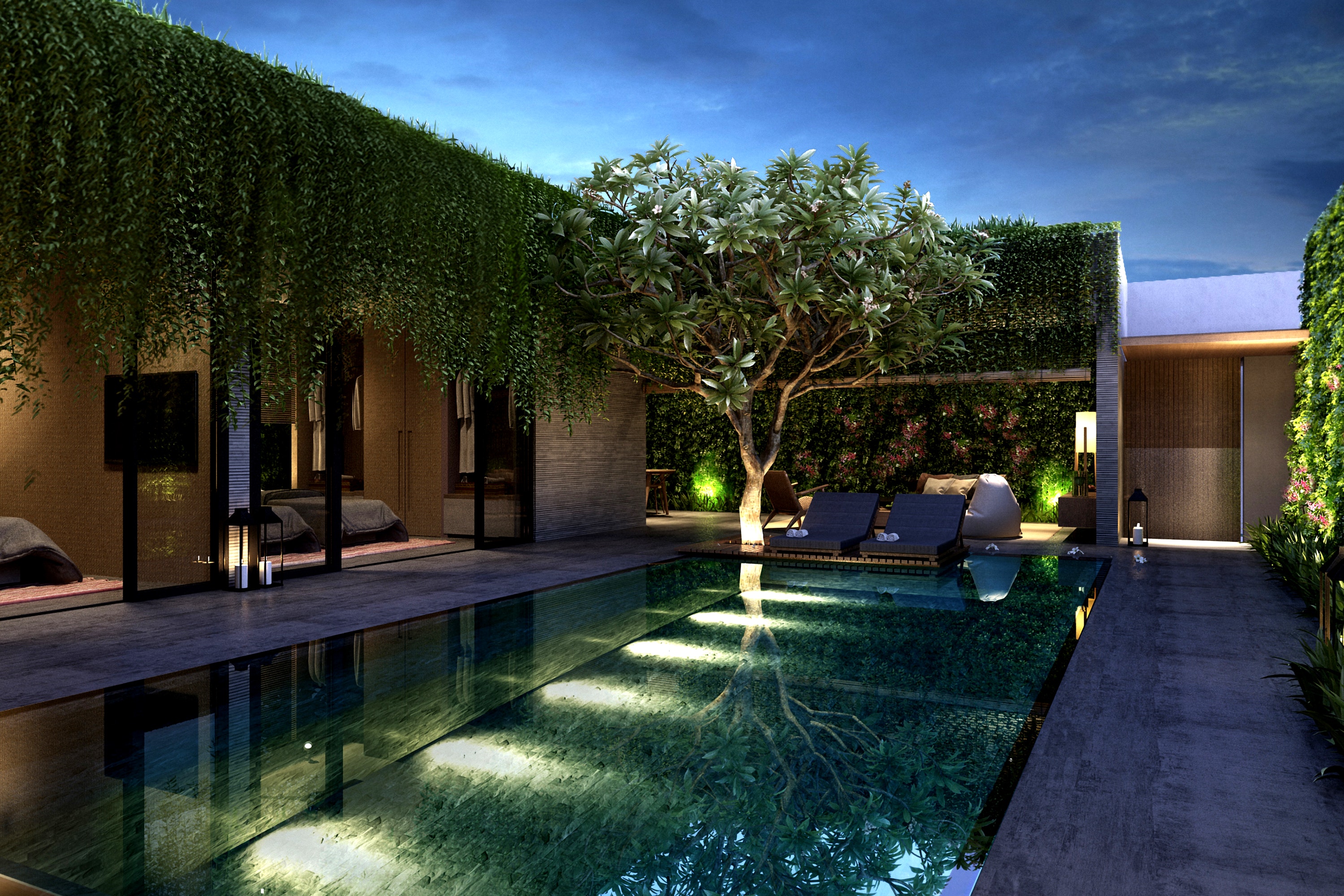 Subtle outdoor lighting setup