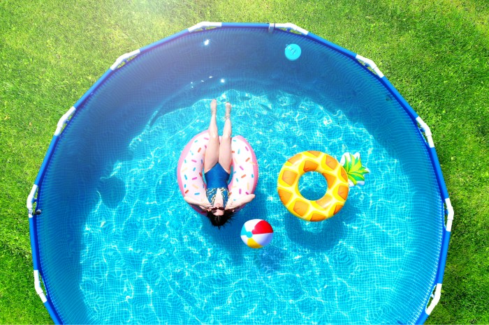 Aerial photo of woman in pool