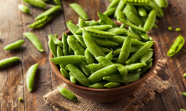 Organic green sugar snap peas