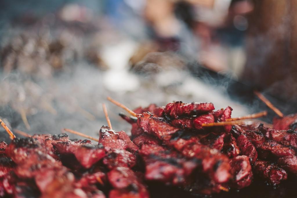 Smoked meat on the grill