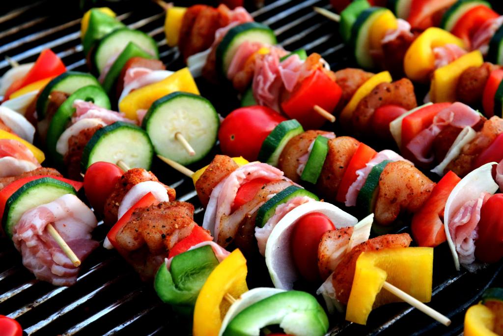 Vegetable kebabs on the grill