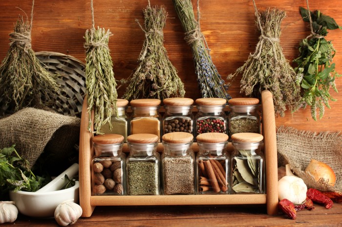 A selection of dried herbs and spices