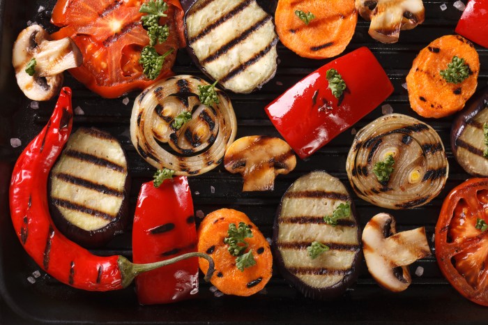 Colorful veggies on the grill