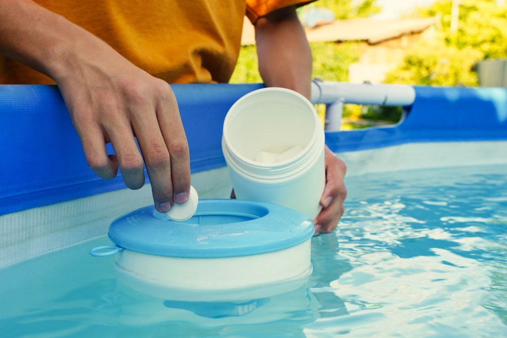 Chlorine tablet in pool