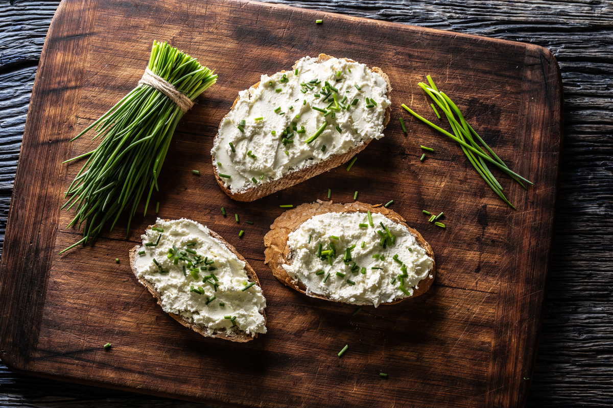 Fresh chives sprinkled on a spread