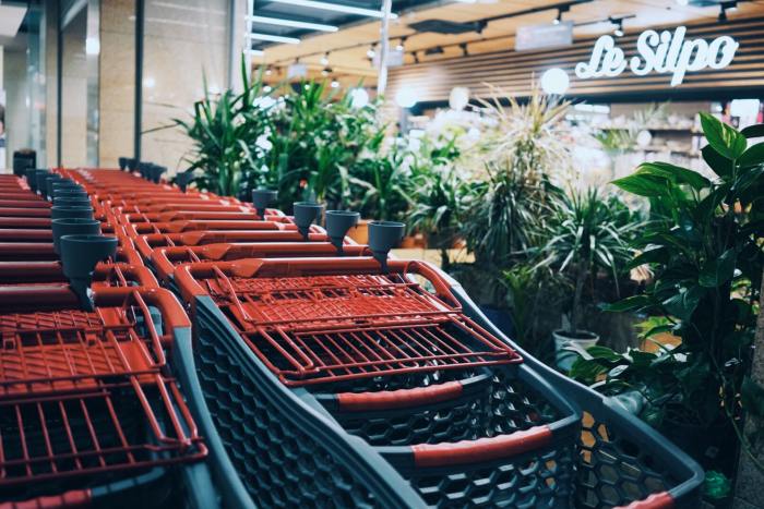 plants with shopping carts